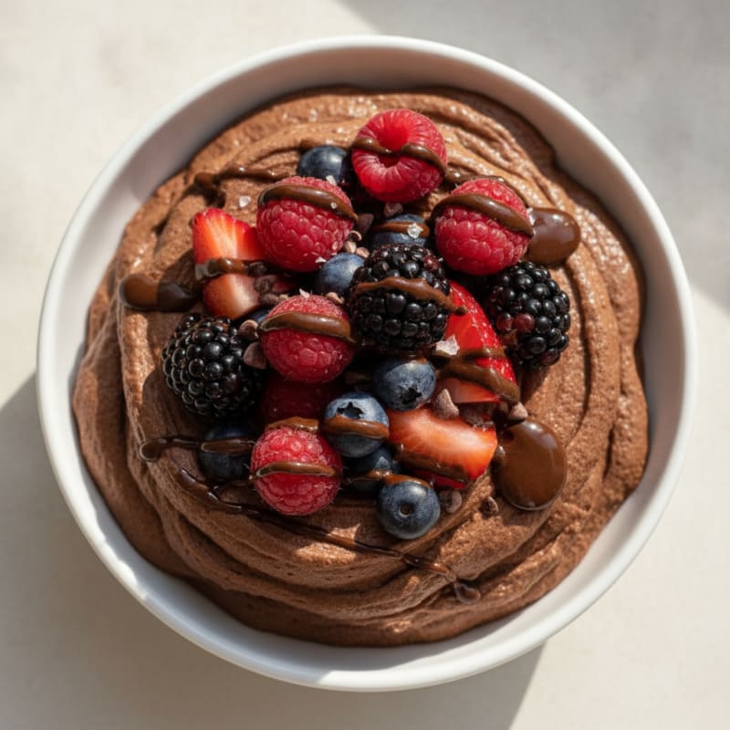 Whipped Chocolate Protein Mousse with Fresh Berries