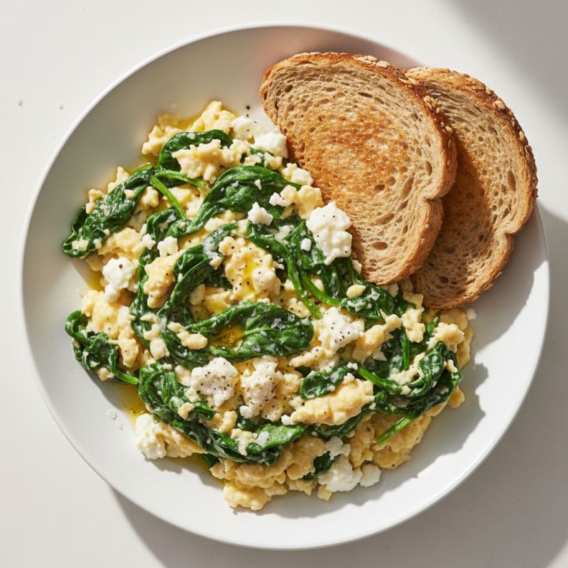 Creamy Spinach and Feta Scrambled Eggs
