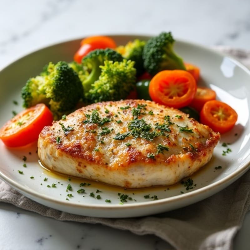 Herb-Crusted Pan Seared Chicken with Roasted Vegetables