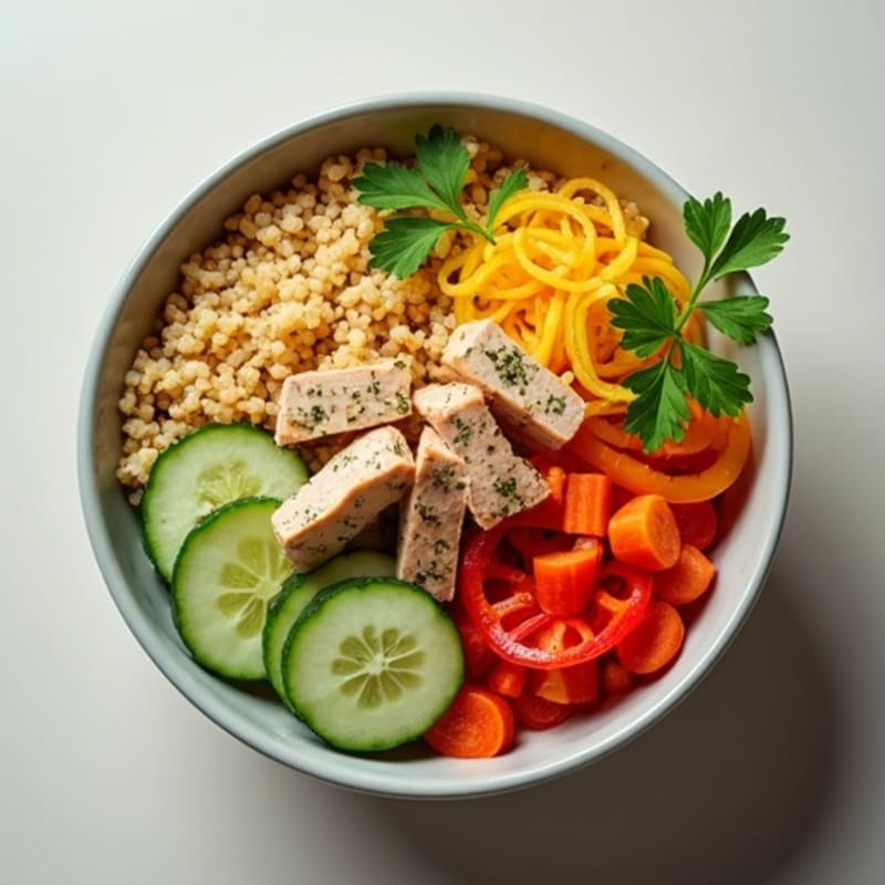 Lemon Herb Tuna Quinoa Bowl with Crunchy Vegetables