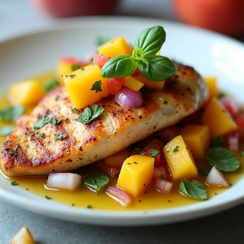 Grilled Chicken with Fresh Peach and Basil Salsa