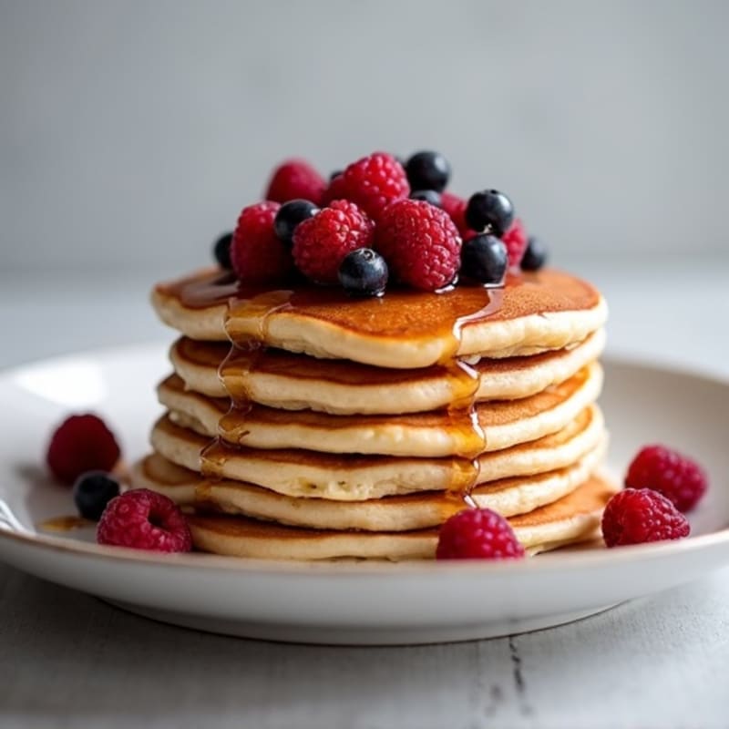 Fluffy Protein Pancakes with Berry Compote