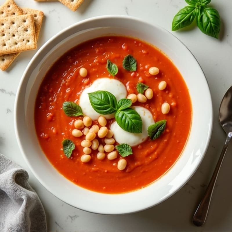 Roasted Tomato-Basil Soup with Whole Grain Crackers
