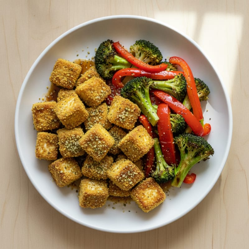 Pan-Seared Tofu with Roasted Vegetables