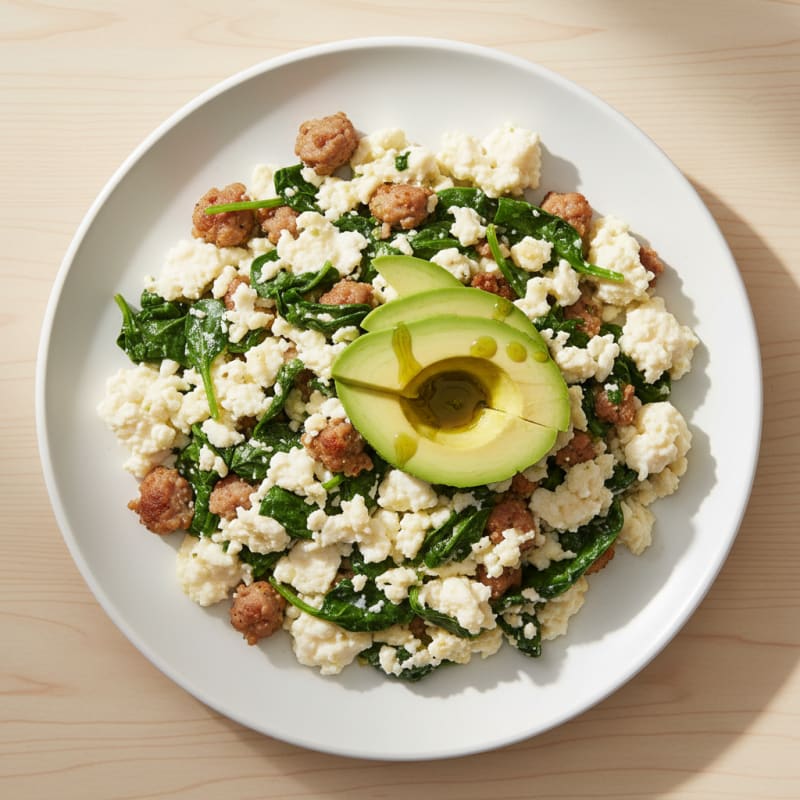 Egg White Scramble with Spinach and Turkey Sausage