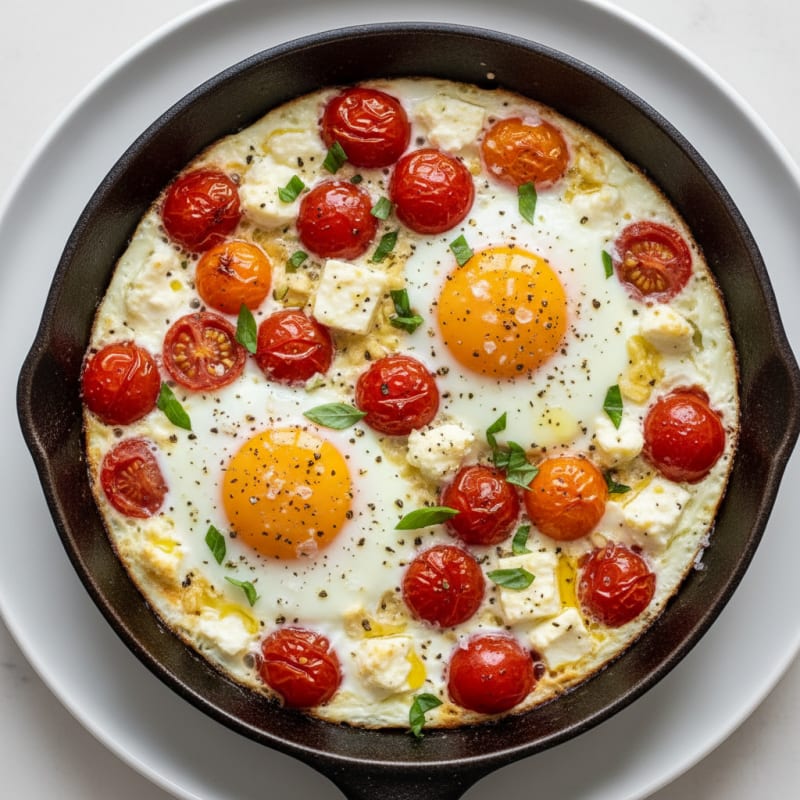 Baked Eggs with Roasted Tomatoes and Feta