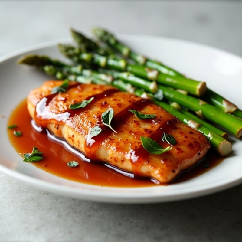 Chicken with Sticky Teriyaki Glaze and Roasted Asparagus