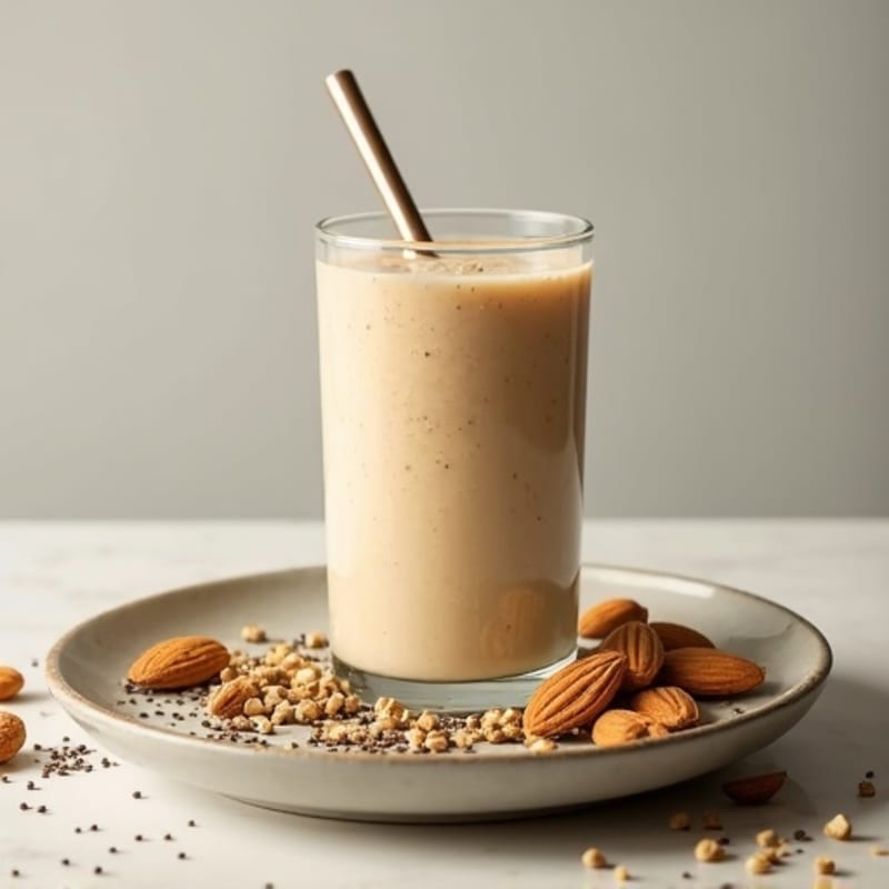 Silky Tofu Protein Smoothie with Chia Seeds and Almond Butter