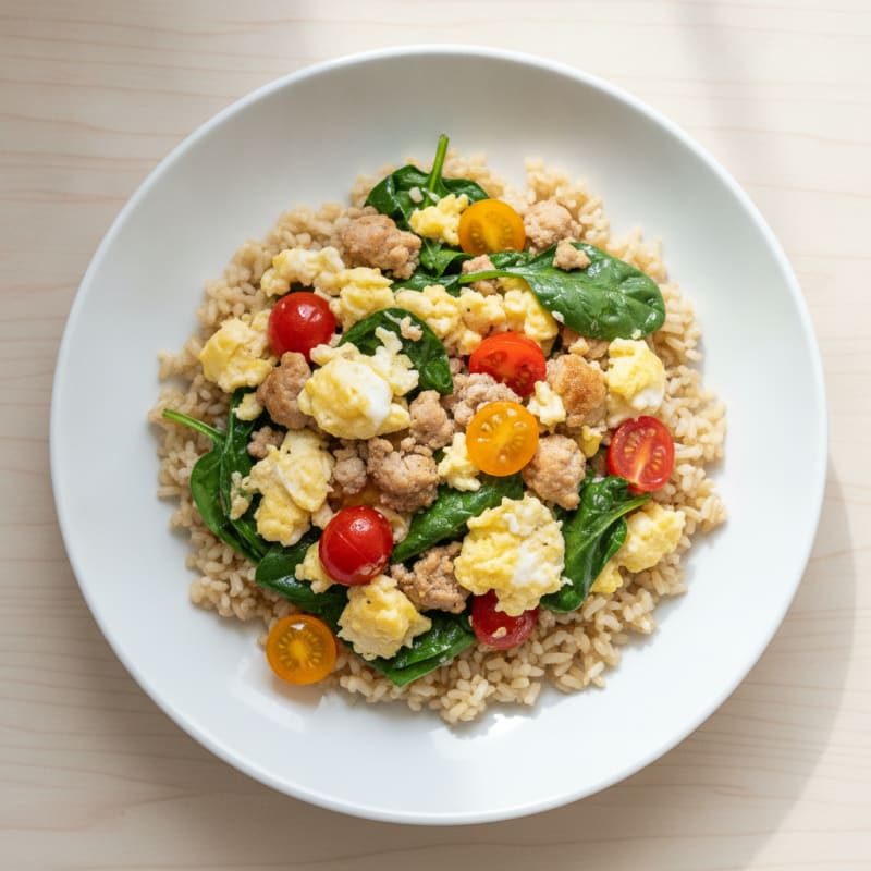 Turkey Egg White Scramble with Spinach and Tomatoes