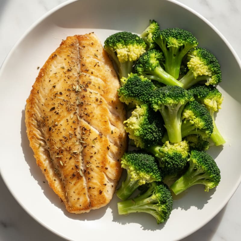 Lemon Herb Tilapia with Steamed Broccoli