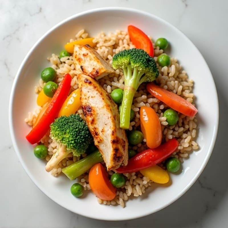 Healthy Chicken Stir-Fried Rice with Veggies