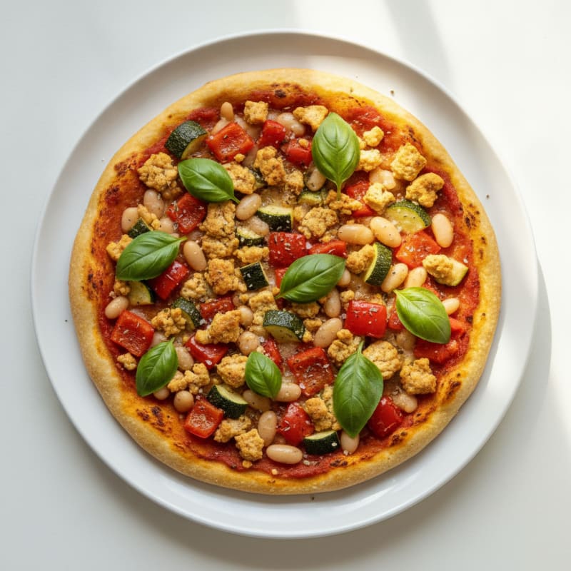 Roasted Vegetable and Basil Pizza