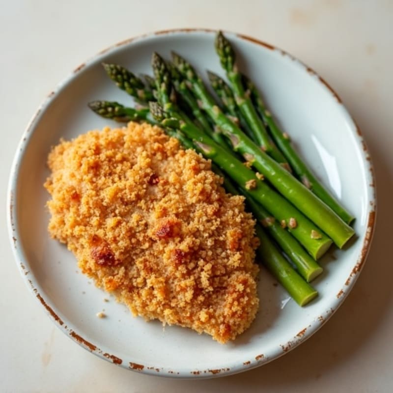 Crispy Buttermilk Baked Chicken with Roasted Asparagus