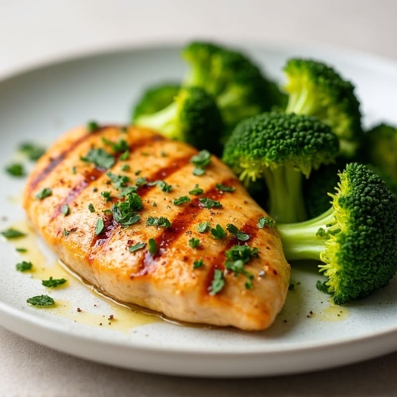 Grilled Lemon Garlic Chicken Breast with Steamed Broccoli