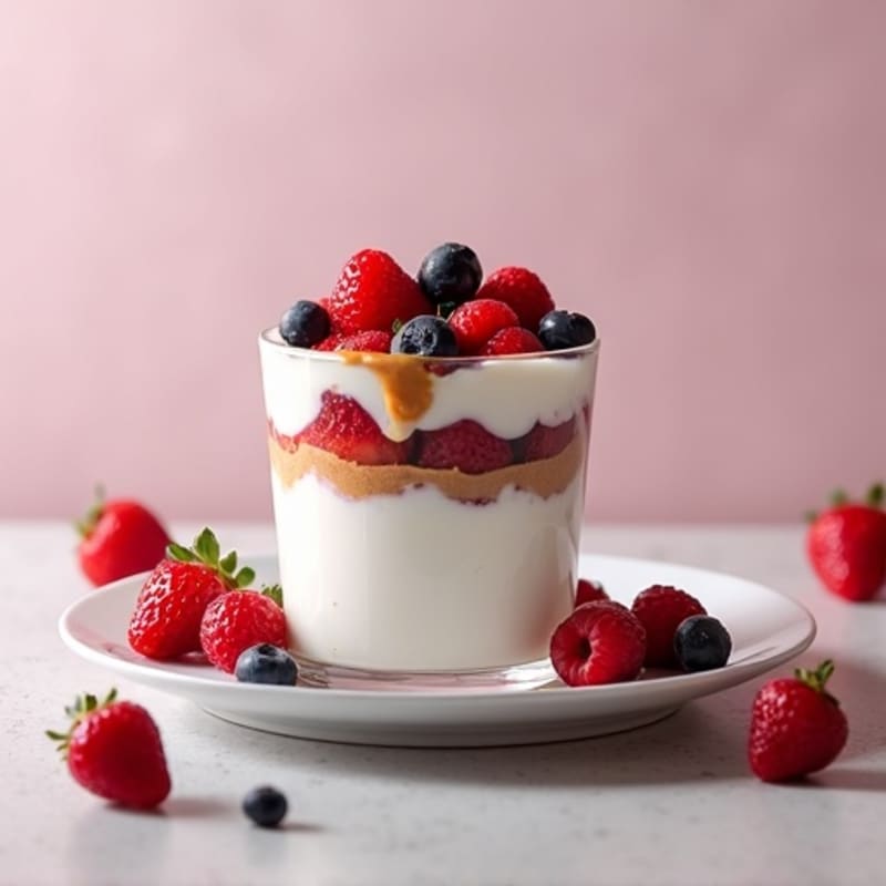 Greek Yogurt Protein Parfait with Mixed Berries and Almond Butter