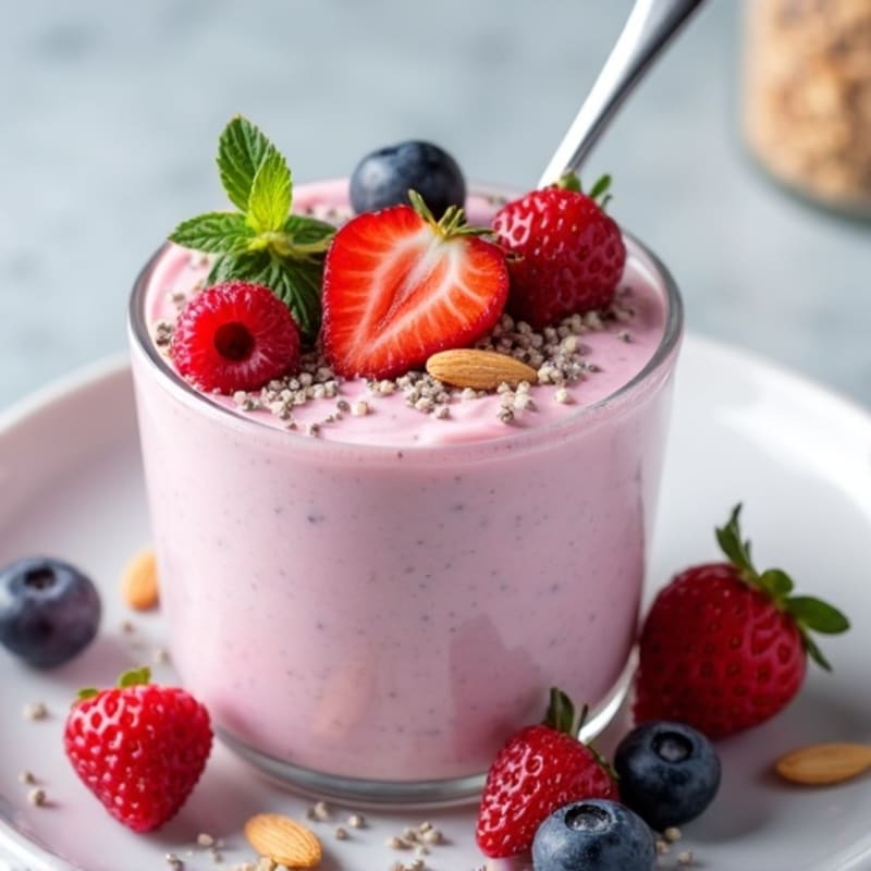 Greek Yogurt Protein Mousse with Mixed Berries