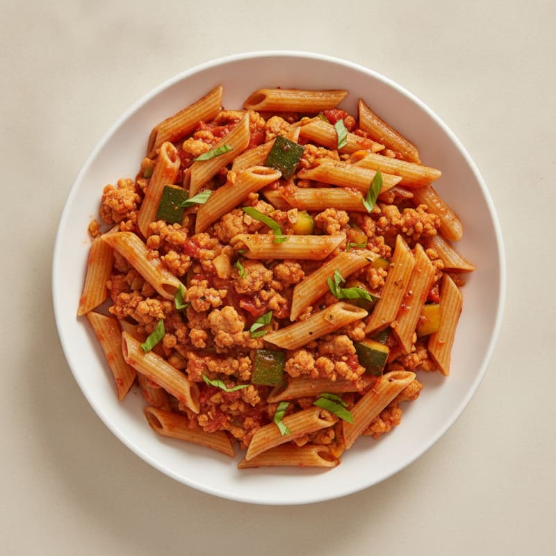 Lean Turkey Pasta with Tomato Basil Sauce