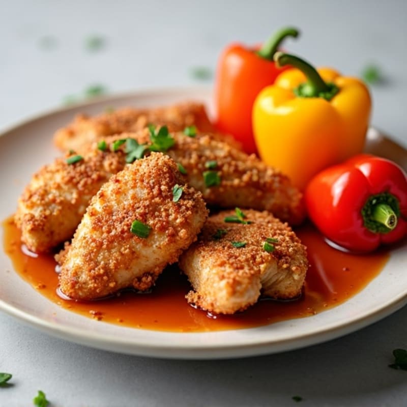 Crispy Sweet and Sour Chicken with Roasted Bell Peppers