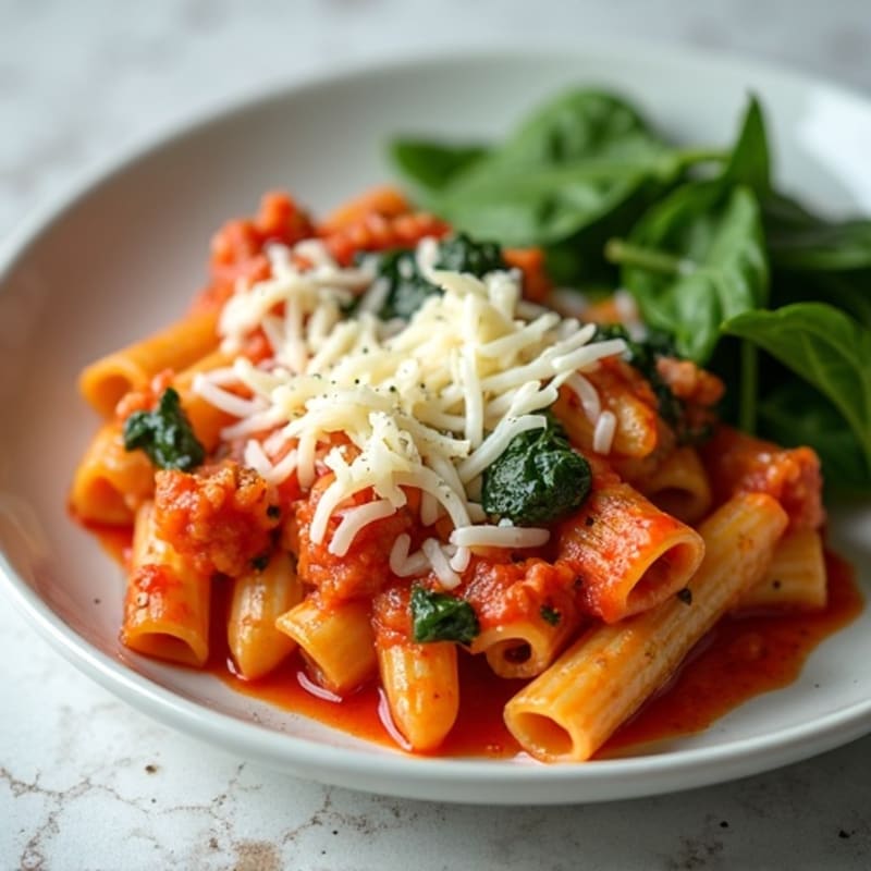 Baked Lean Ground Turkey Ziti with Spinach and Cheesy Ricotta