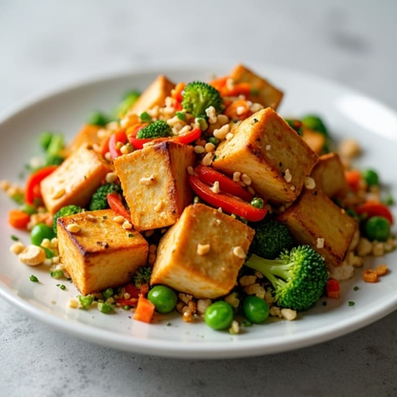 Spicy Peanut Tofu with Crunchy Broccoli Slaw