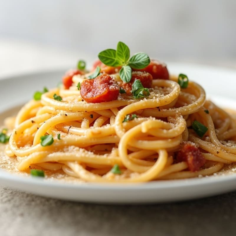 Creamy Turkey Bacon Carbonara with Whole Wheat Spaghetti