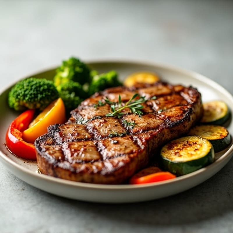 Garlic-Herb Butter Seared Steak with Roasted Vegetables
