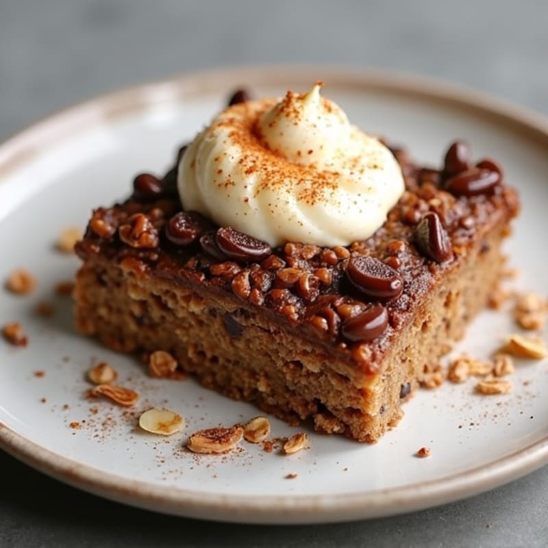 Chocolate Protein Baked Oatmeal with Creamy Cheesecake Swirl