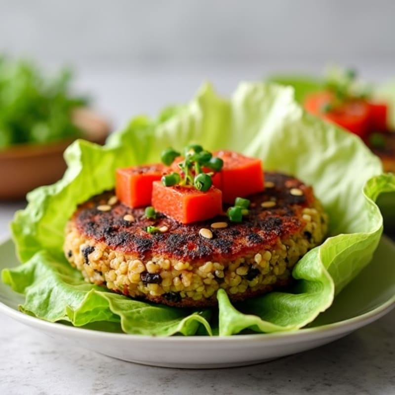 Crispy Black Bean Quinoa Burger Lettuce Wrap