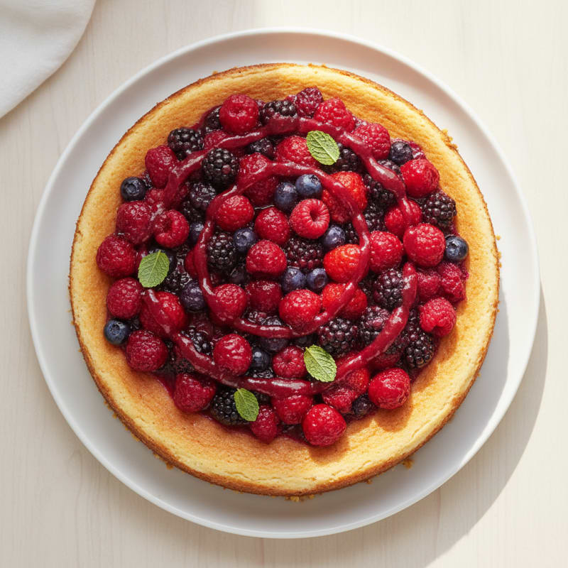 Greek Yogurt Protein Cheesecake with Mixed Berries