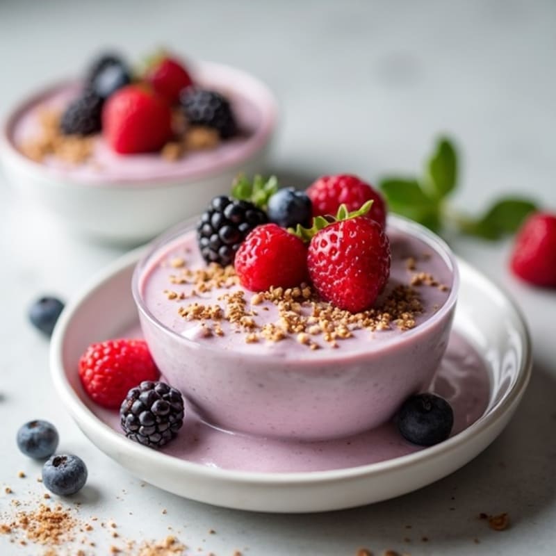 Silky Greek Yogurt Protein Pudding with Mixed Berries