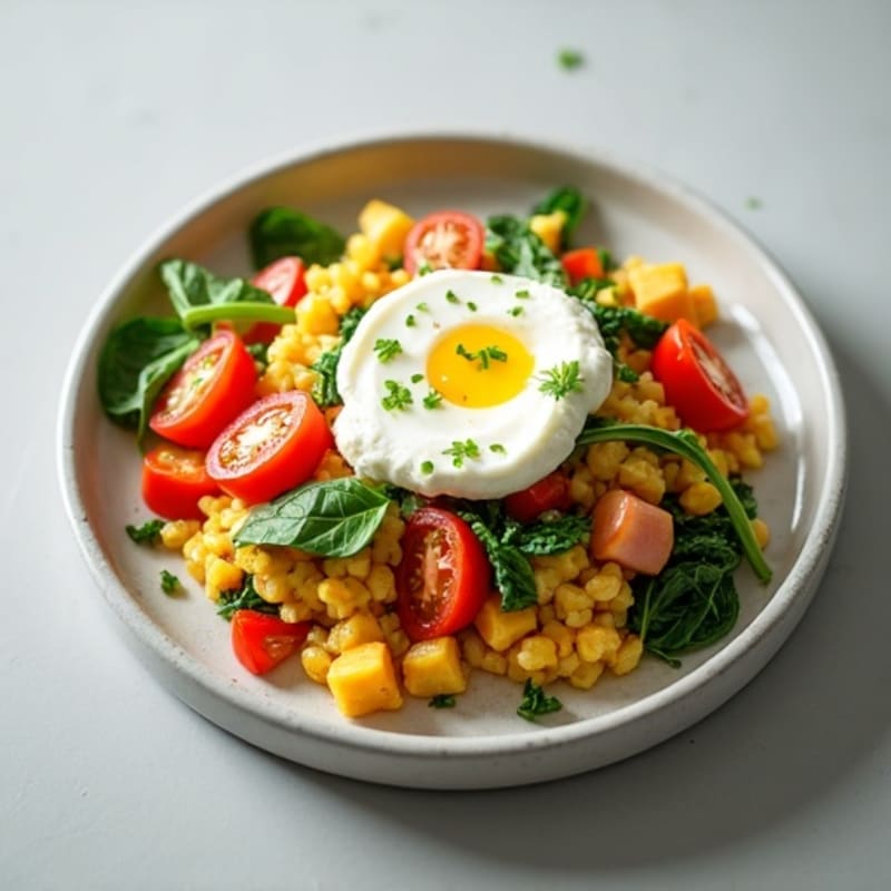 Egg White Vegetable Scramble with Cottage Cheese