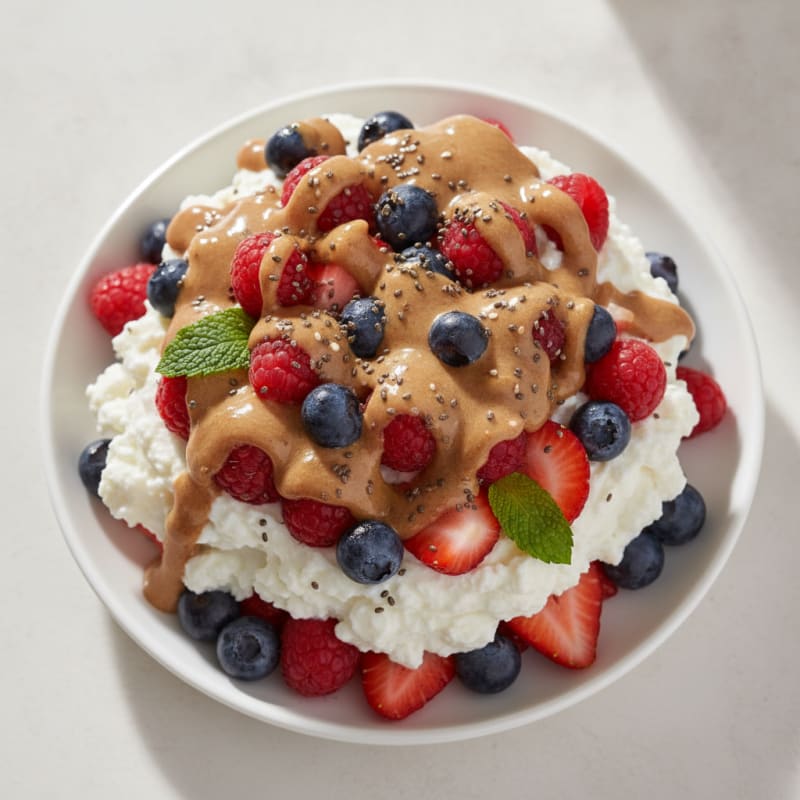 Greek Yogurt Protein Parfait with Mixed Berries and Almond Butter