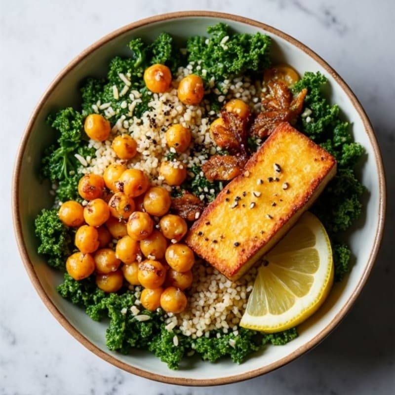 Crispy Kale and Quinoa Power Bowl with Lemon Tahini Drizzle