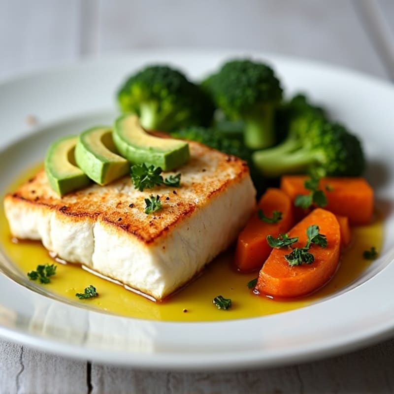 Seared Cod with Roasted Sweet Potato and Broccoli