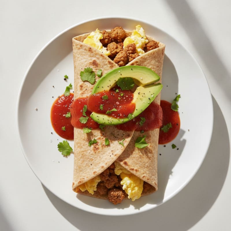 Eggs and Avocado Breakfast Wrap