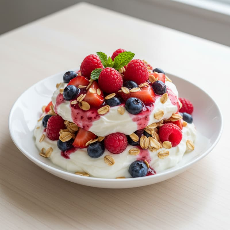 High-Protein Yogurt Parfait with Mixed Berries