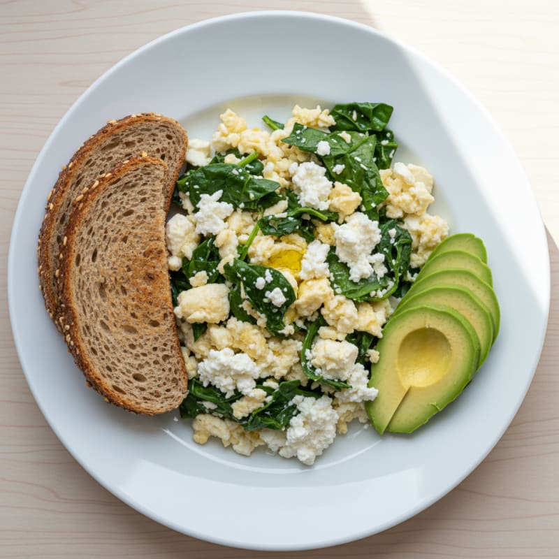 Egg White and Spinach Scramble with Cottage Cheese