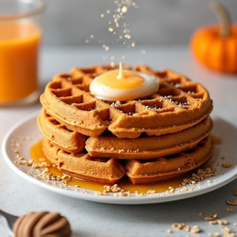 Fluffy Protein Pumpkin Spice Waffles
