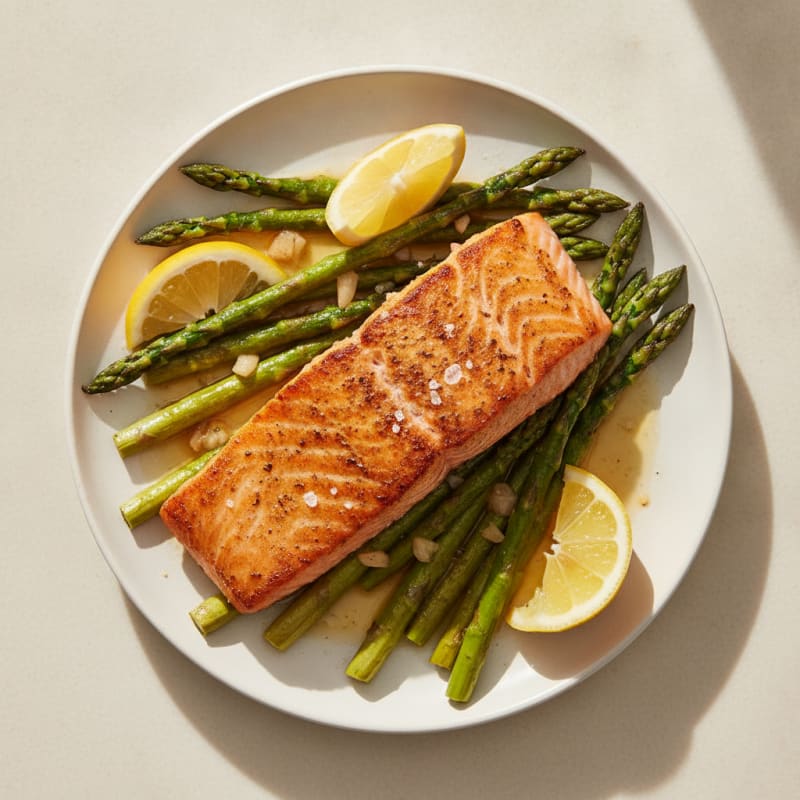 Seared Salmon Fillet with Roasted Asparagus