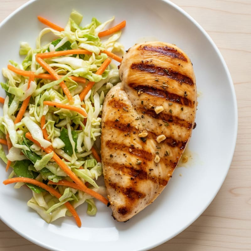 Grilled Chicken Breast with Crunchy Cabbage Slaw