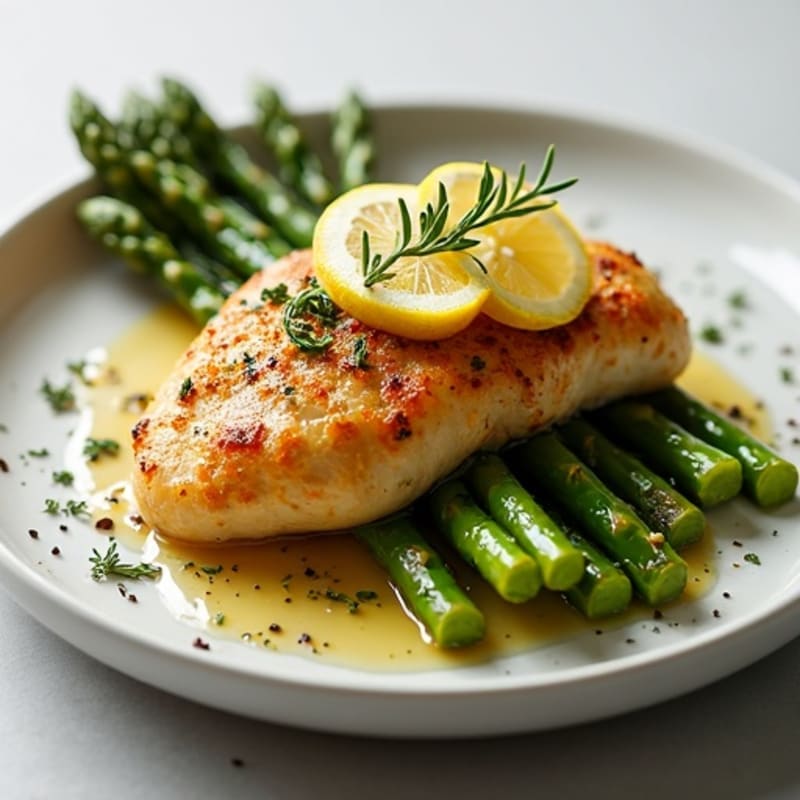 Crispy Lemon Herb Baked Chicken with Roasted Asparagus