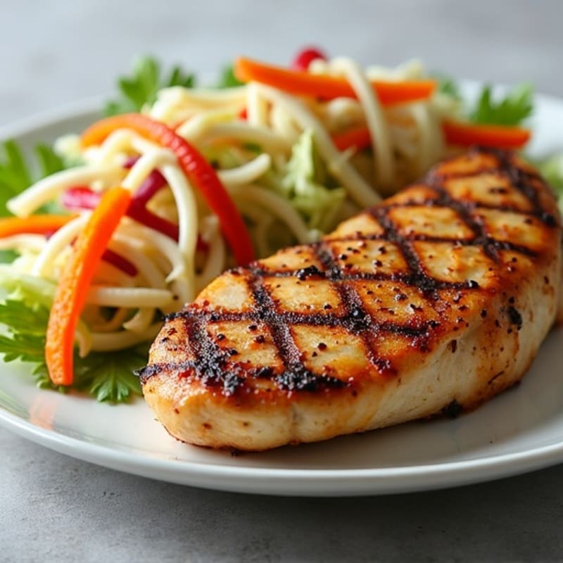 Grilled Chicken Breast with Crunchy Cabbage Slaw
