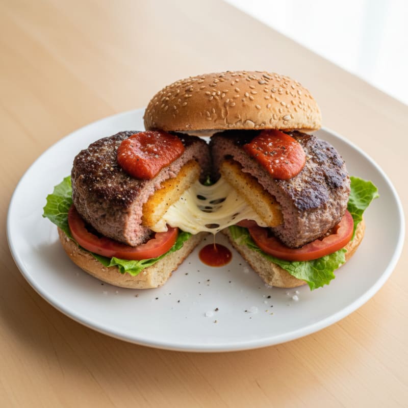 Mozzarella Stick Stuffed Burger
