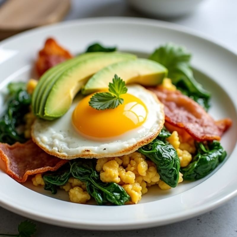 Egg White Scramble with Spinach and Turkey Bacon