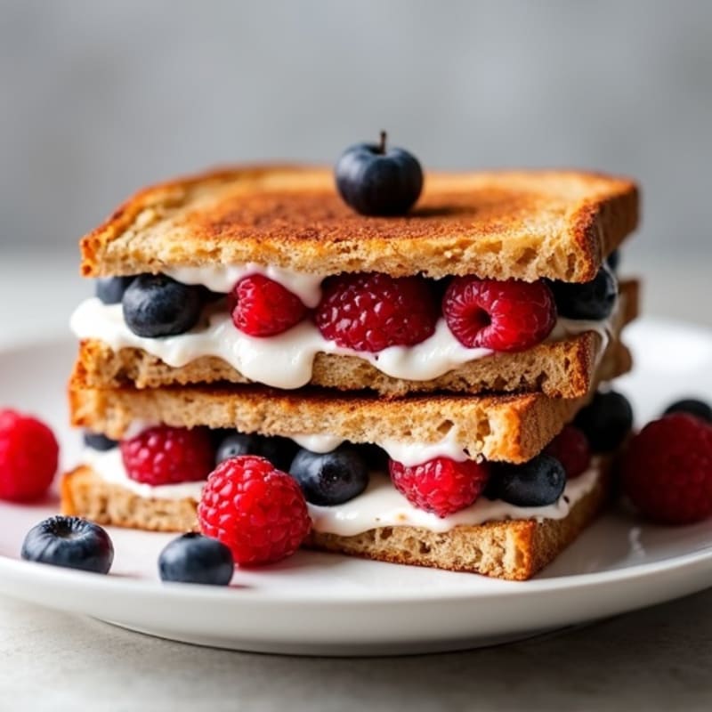 Crispy Baked Whole Grain Peanut Butter and Berry Stuffed Toast