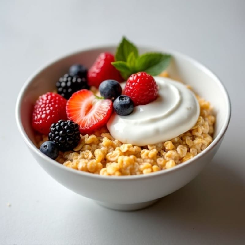 Egg White Oatmeal Bowl with Greek Yogurt and Fresh Berries