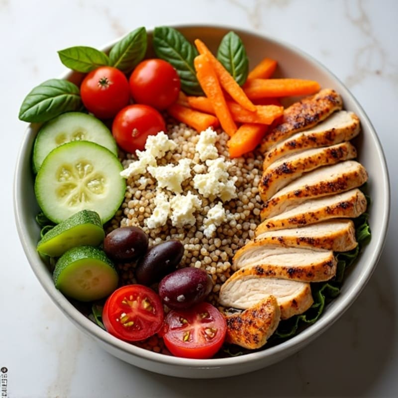 Fresh Mediterranean Quinoa Bowl with Grilled Chicken