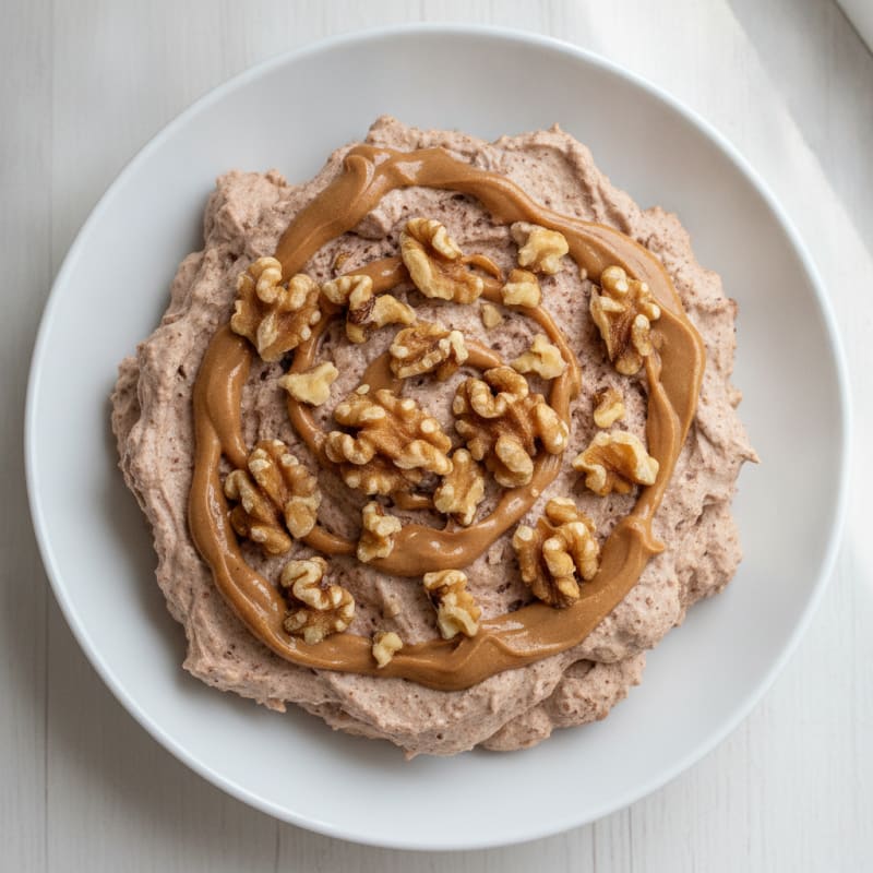 Chocolate Protein Mousse with Walnuts and Peanut Butter