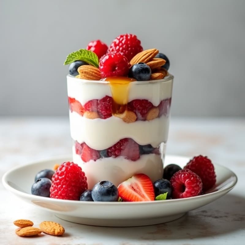 Greek Yogurt Parfait with Fresh Berries and Almonds