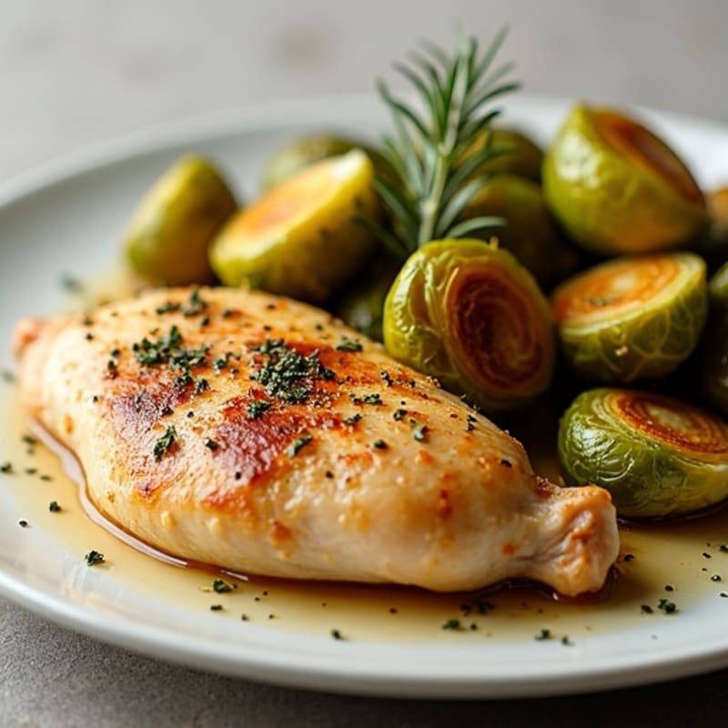 Lemon Herb Roasted Chicken with Crispy Brussels Sprouts